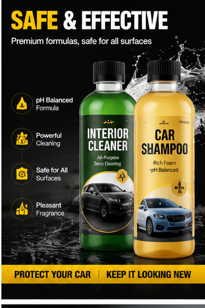 Car Cleaning Kit – Complete Interior & Exterior Detailing Set with Brushes, Cleaner & Microfiber Towels