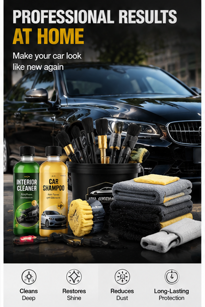 Car Cleaning Kit – Complete Interior & Exterior Detailing Set with Brushes, Cleaner & Microfiber Towels