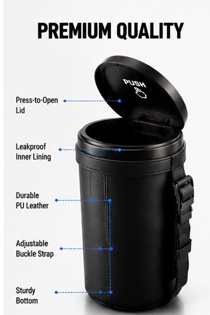 Car Trash Can for Vehicles – Leakproof & Waterproof Car Organizer Bin, PU Leather Auto Garbage Bin
