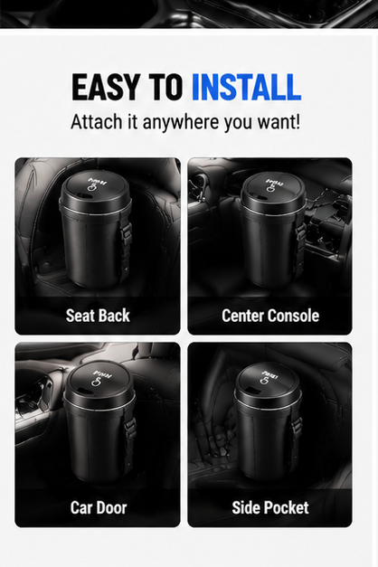 Car Trash Can for Vehicles – Leakproof & Waterproof Car Organizer Bin, PU Leather Auto Garbage Bin