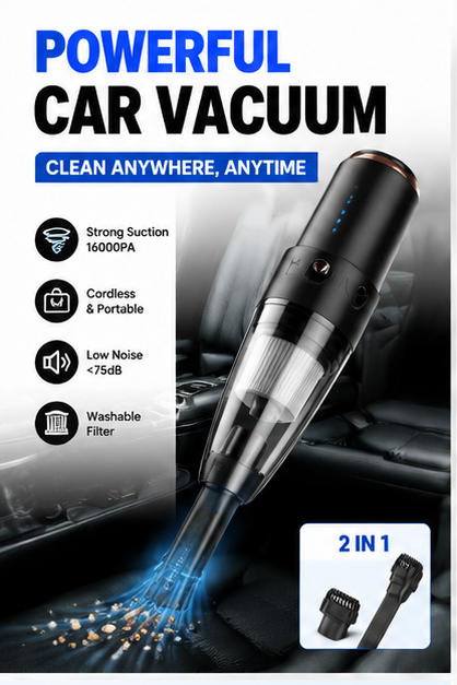 Cordless Car Vacuum Cleaner – High Power Portable Handheld Vacuum for Car, Home & Pet Hair