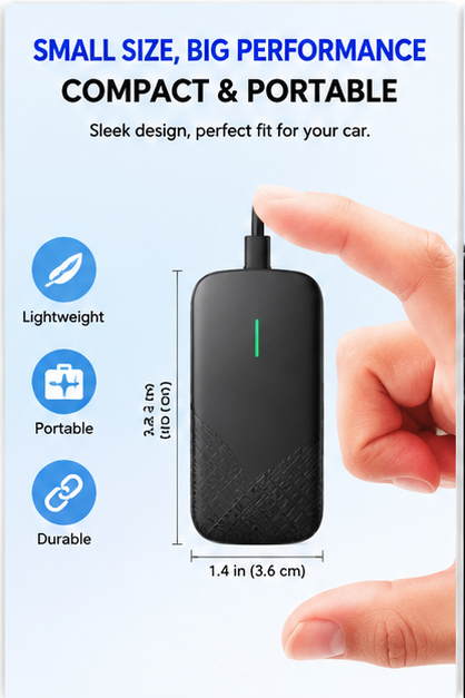 Wireless CarPlay Adapter for iPhone & Android Auto – Plug & Play, Fast Auto Connect, No Cable Needed