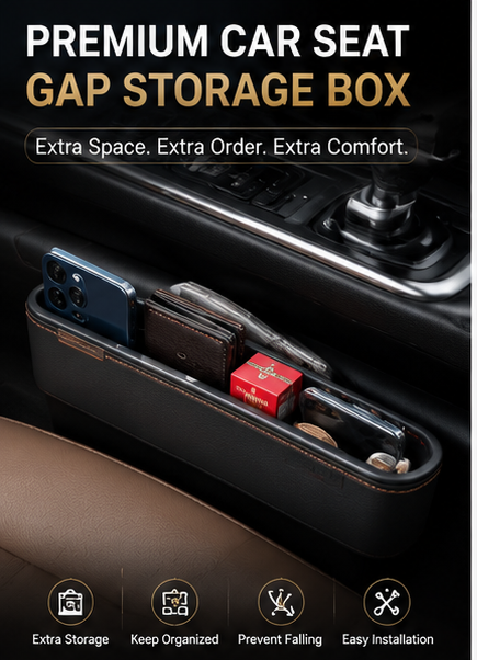 Car Seat Gap Filler Organizer – Multi-Function Storage Box for Cars, Universal Fit Gap Pocket