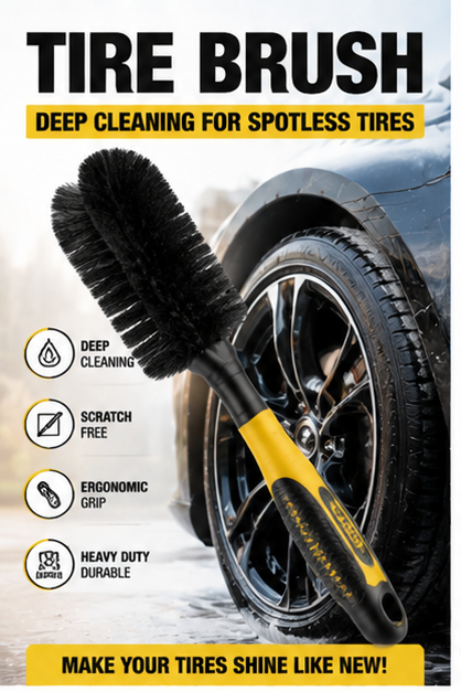 Tire Brush for Car Detailing – Heavy Duty Wheel & Rim Cleaning Brush, Professional Car Wash Tool
