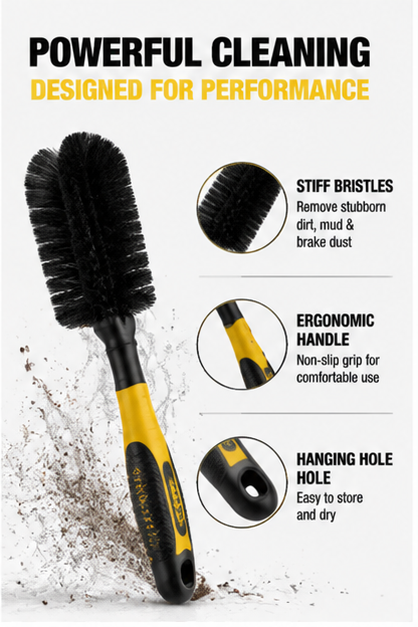 Tire Brush for Car Detailing – Heavy Duty Wheel & Rim Cleaning Brush, Professional Car Wash Tool