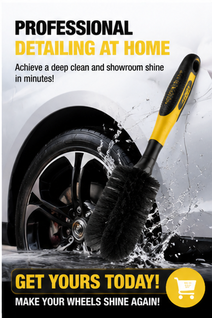 Tire Brush for Car Detailing – Heavy Duty Wheel & Rim Cleaning Brush, Professional Car Wash Tool